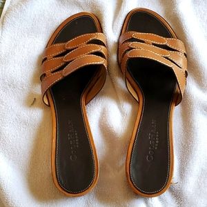 Used tan heeled sandals.